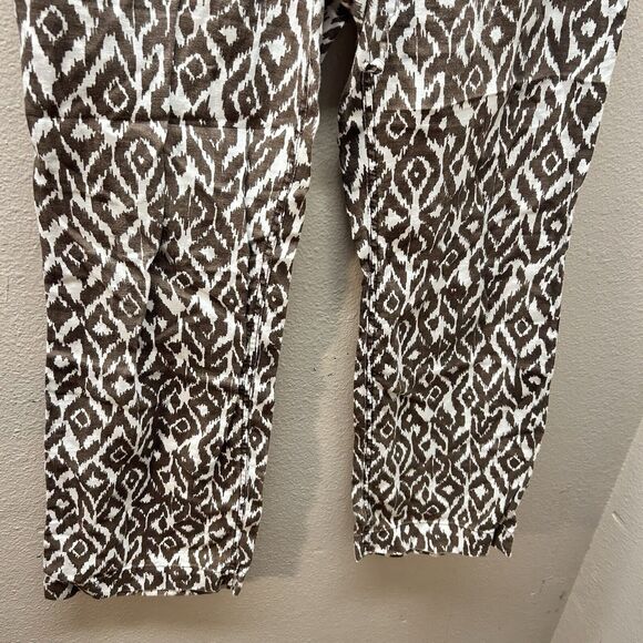 INC Y2k Geometric Print Pants Sz 10 100% Linen Wide Leg Flare Boho Preppy Beach - Picture 3 of 9